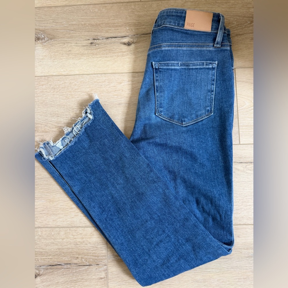 PAIGE Distressed Blue Ankle Jeans